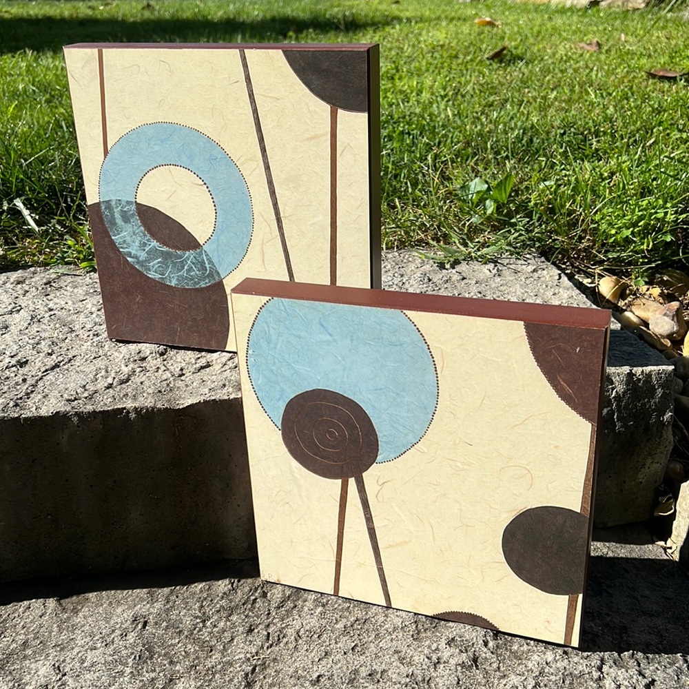 Abstract Teal Brown Tan Wall Art Prints Decor